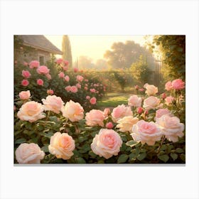 Morning Light In The Rose Garden 2 Canvas Print