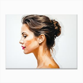 Side Profile Of Beautiful Woman Oil Painting 46 Canvas Print