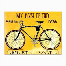 Bicycle, My Best Friend, Classic Sport Poster Canvas Print