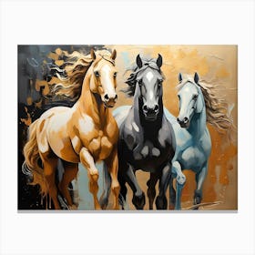 Three Horses Running 3 Canvas Print