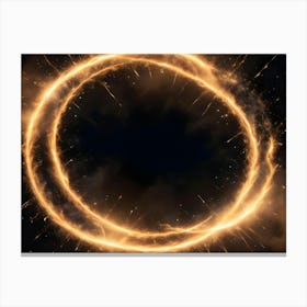 Abstract Image Of A Glowing, Golden Ring Of Light Against A Dark Background With Clouds And Sparks 1 Canvas Print