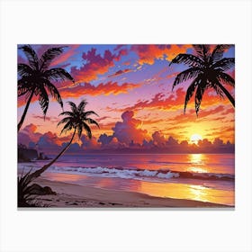 Sunset At The Beach 51 Canvas Print