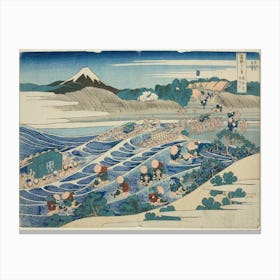 Fuji Seen From Kanaya On The Tōkaidō , Katsushika Hokusai Canvas Print