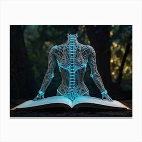 Neon Skeletton Book Canvas Print
