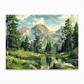 Retro Mountains 2 Canvas Print