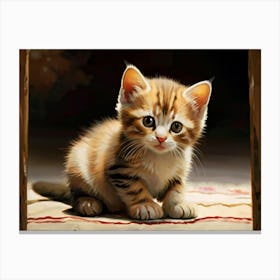 Kitten On A Rug Canvas Print