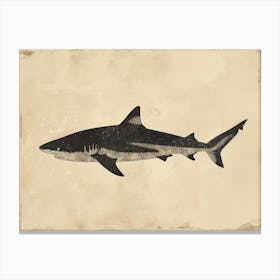Whale Shark Grey Silhouette 4 Canvas Print