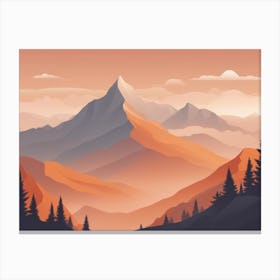 Misty mountains horizontal background in orange tone 137 Canvas Print