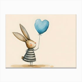 Bunny With Heart Balloon Kids and Nursery Canvas Print