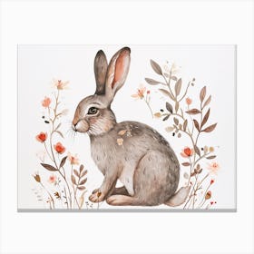 Little Floral Arctic Hare 1 Canvas Print