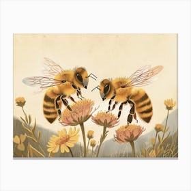 Floral Animal Illustration Honey Bee 1 Canvas Print