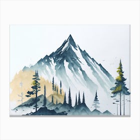 Mountain And Forest In Minimalist Watercolor Horizontal Composition 255 Canvas Print