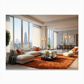 An Elegant Living Room In The Heart Of Autumn Brimming With Fine Furniture A Comfortably Plush Sof Canvas Print