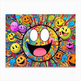 Psychedelic Smiley Faces Canvas Print