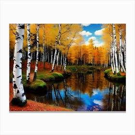 Birch Trees In Autumn 25 Canvas Print