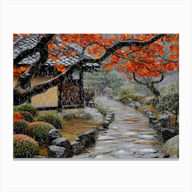 Rainy Day in a Japanese Garden # 3 Canvas Print