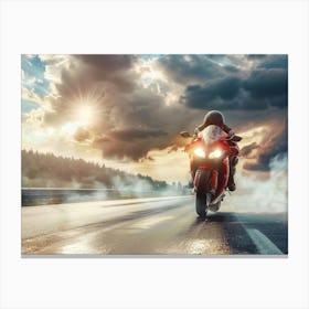 Motorcycle Rider On The Road 8 Canvas Print