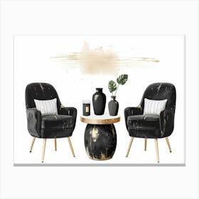 Black And Gold Living Room Set Canvas Print