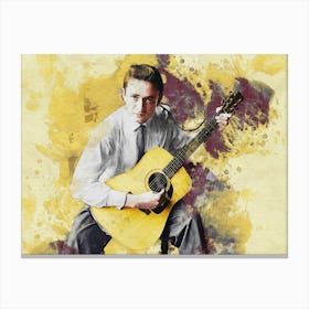 Smudge Of Johnny Cash And The Guitar Canvas Print