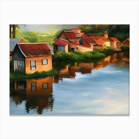 Village By The River Canvas Print