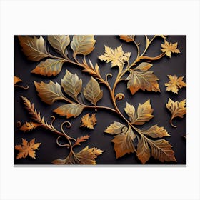Bronze Vine Leaves Elegant Canvas Print
