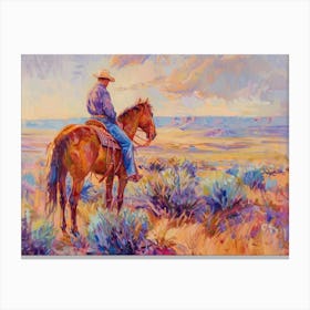 Cowboy Painting Wyoming Canvas Print