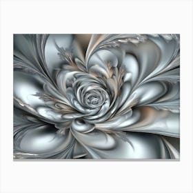 3d Designation Abstract Fractal Fantastic Flower Silk Gray Background Canvas Print