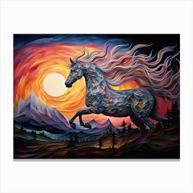 Horse At Sunset Canvas Print