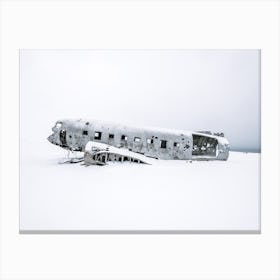 Plane Wreck In Winter Canvas Print