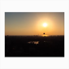 Tel Aviv Skyline At Sunset Silhouette Canvas Print