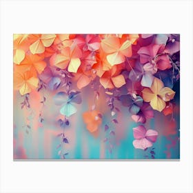 Colorful Vibrant Flower Hanging Branches Illustration Canvas Print