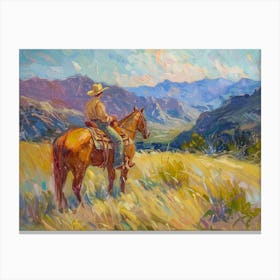 Cowboy In Rocky Mountains 3 Canvas Print