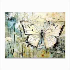 Butterfly On Dandelions Canvas Print