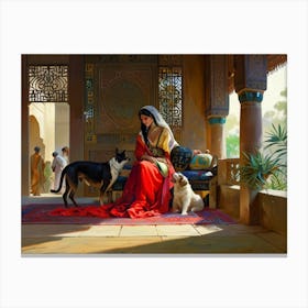 Woman And Her Dog 1 Canvas Print