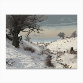 Rustic Winter Farmhouse Vintage Canvas Print