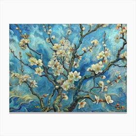 Van Gogh A Close Up Of Almond Blossoms Highlighte Stampe su tela