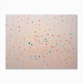 Abstract Background With Scattered Colorful Dots On A Light Pink Surface, Creating A Festive And Playful Atmosphere Canvas Print