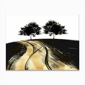 Two Trees On A Dirt Road Canvas Print