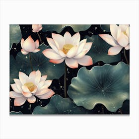 Seamless Lotus Leaf Pattern, Textured Background Canvas Print