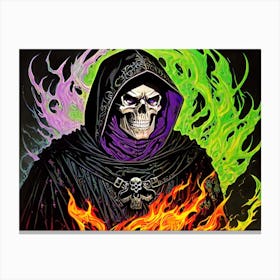 Skeleton In Flames 10 Canvas Print