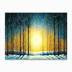 Winter Blue Light - Winter Forest Sunset Canvas Print