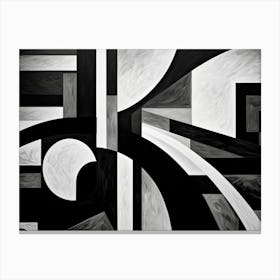 Layers Abstract Black And White 7 Canvas Print