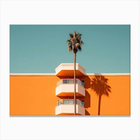 Hotel California Style Building With A Palm Summer Photography Canvas Print