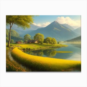 Reflections of Nature: A Serene Landscape Painting Canvas Print