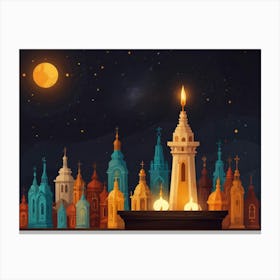 Islamic City At Night Canvas Print