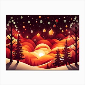 Christmas red Winter Landscape In The Mountains, Christmas days, Christmas concept art, Christmas vector art, Vector Art, Christmas art, Christmas, Christmas trees 2 Canvas Print