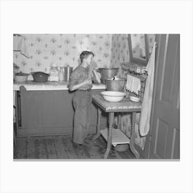 645 A M, Son Of Tip Estes Washing His Face After Doing His Early Morning Chores, Near Fowler, Indiana By Russe Canvas Print