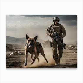 Soldier And Dog Canvas Print