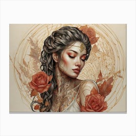 Woman With Roses Canvas Print