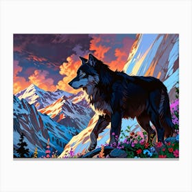 Wolf In The Mountains 1 Canvas Print